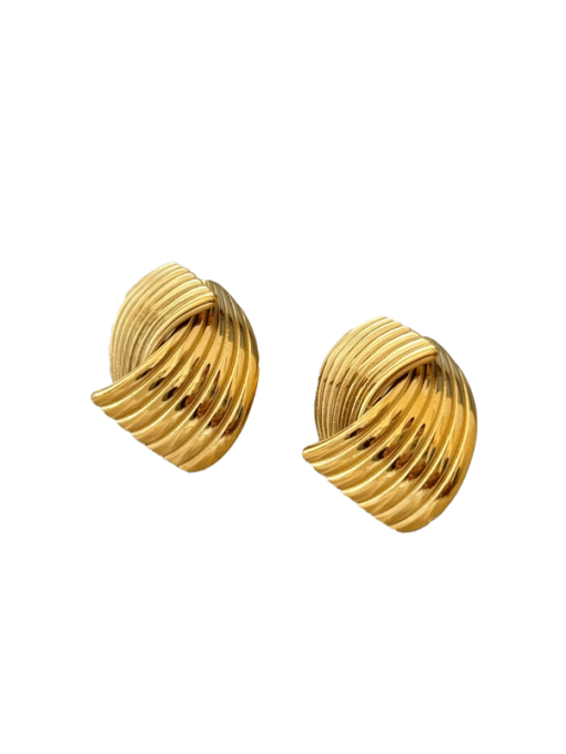 Aretes Gloria dorados con diseño de olas en acero inoxidable