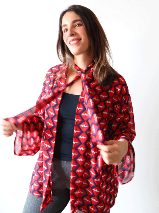 Kimono Micaela con estampado de garzas