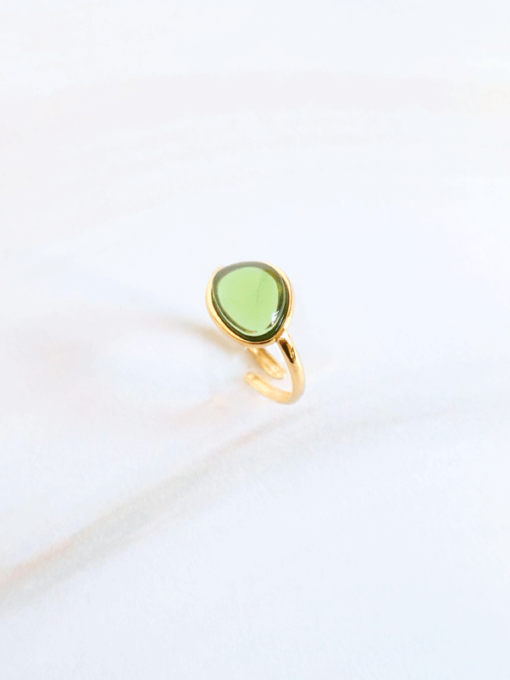 Lucille ring acero inoxidable, resina verde.