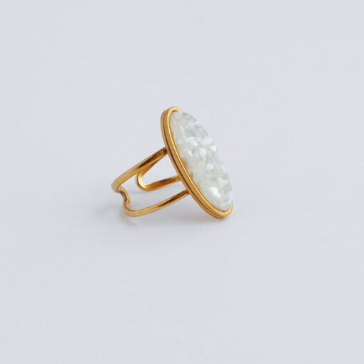 Anillo ajustable de acero inoxidable con piedra sintética
