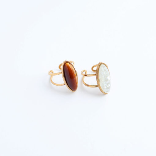 Anillo ajustable de acero inoxidable con piedra sintética